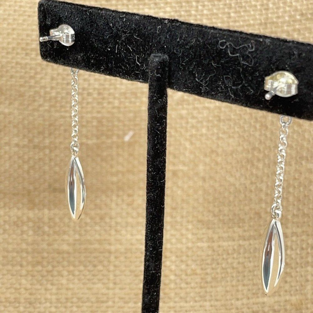 Sevilla Silver Oblong Chain Drop Earrings Sterling Silver Marquee Shaped Dangle - Picture 3 of 7
